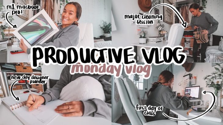 *productive* day in my life | M1 macbook pro unboxing, cleaning, first day of class, ANXIETY talk!
