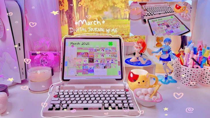 March Digital Journal w/ Me on My iPad Pro 💕  GoodNotes5 | Free Template and Precropped Stickers ✨