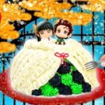 【激かわ❣️炭カナケーキ】鬼滅の刃の炭治郎とカナヲの結婚お祝い手作り恋愛ケーキを作ってみた💖 簡単！漫画アニメイラストの服を再現料理〜！デコレーションDemon Slayer Cake